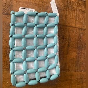 Brand new blue beaded Miu Miu parfume pouch